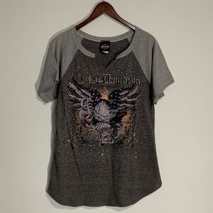 Harley Davidson Las Vegas Crew Neck Short Sleeve Tee Shirt Large Grey
